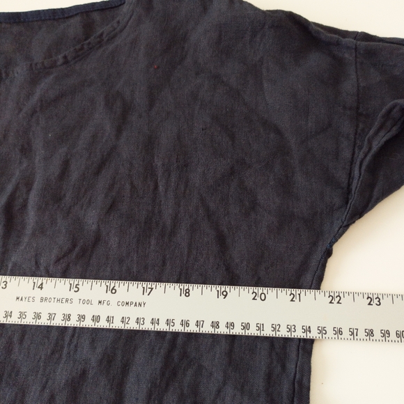 Elena Baldi Linen Silk Top Navy Size Large - Picture 5 of 8